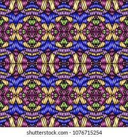 Embroidery texture with geometric ornament. Pattern for surface design, textiles, printing, wallpaper, web design, Identity
