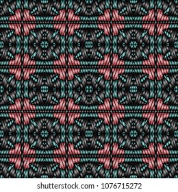 Embroidery texture with geometric ornament. Pattern for surface design, textiles, printing, wallpaper, web design, Identity