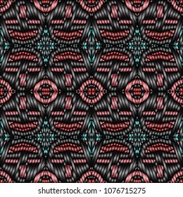Embroidery texture with geometric ornament. Pattern for surface design, textiles, printing, wallpaper, web design, Identity