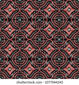 Embroidery texture with geometric ornament. Pattern for surface design, textiles, printing, wallpaper, web design, Identity