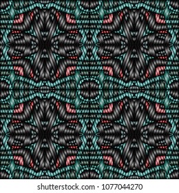 Embroidery texture with geometric ornament. Pattern for surface design, textiles, printing, wallpaper, web design, Identity