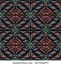 Embroidery texture with geometric ornament. Pattern for surface design, textiles, printing, wallpaper, web design, Identity