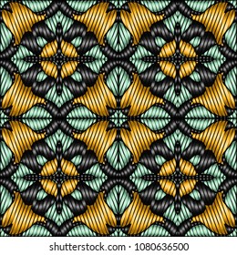 Embroidery texture with geometric ornament. Pattern for surface design, textiles, printing, wallpaper, web design, Identity