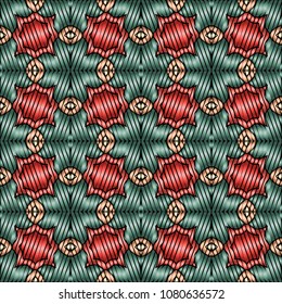 Embroidery texture with geometric ornament. Pattern for surface design, textiles, printing, wallpaper, web design, Identity