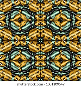 Embroidery texture with geometric ornament. Pattern for surface design, textiles, printing, wallpaper, web design, Identity