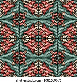 Embroidery texture with geometric ornament. Pattern for surface design, textiles, printing, wallpaper, web design, Identity