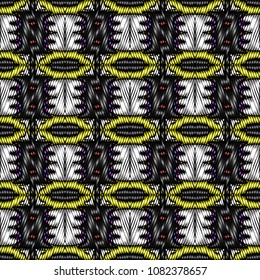 Embroidery texture with geometric ornament. Pattern for surface design, textiles, printing, wallpaper, web design, Identity
