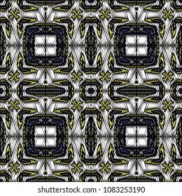 Embroidery texture with geometric ornament. Pattern for surface design, textiles, printing, wallpaper, web design, Identity