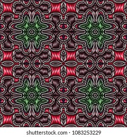 Embroidery texture with geometric ornament. Pattern for surface design, textiles, printing, wallpaper, web design, Identity