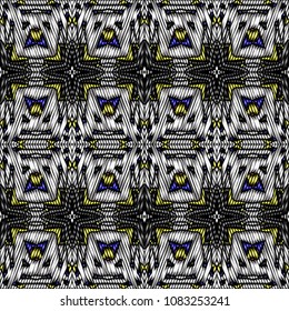 Embroidery texture with geometric ornament. Pattern for surface design, textiles, printing, wallpaper, web design, Identity