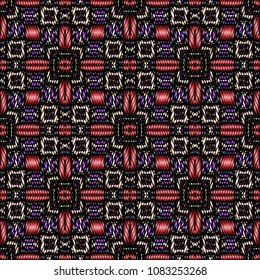Embroidery texture with geometric ornament. Pattern for surface design, textiles, printing, wallpaper, web design, Identity