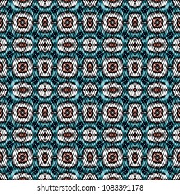 Embroidery texture with geometric ornament. Pattern for surface design, textiles, printing, wallpaper, web design, Identity