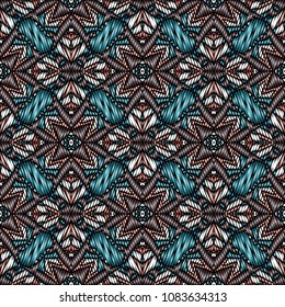 Embroidery texture with geometric ornament. Pattern for surface design, textiles, printing, wallpaper, web design, Identity