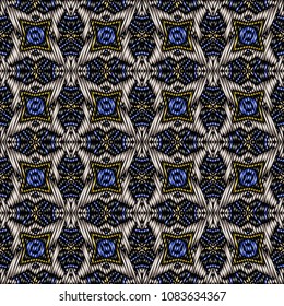 Embroidery texture with geometric ornament. Pattern for surface design, textiles, printing, wallpaper, web design, Identity