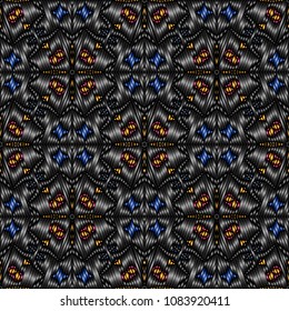 Embroidery texture with geometric ornament. Pattern for surface design, textiles, printing, wallpaper, web design, Identity