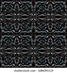 Embroidery texture with geometric ornament. Pattern for surface design, textiles, printing, wallpaper, web design, Identity