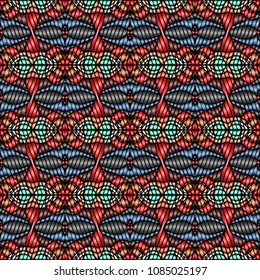 Embroidery texture with geometric ornament. Pattern for surface design, textiles, printing, wallpaper, web design, Identity