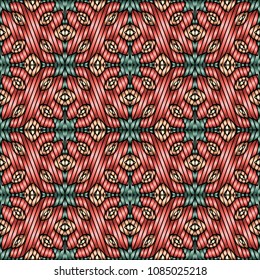 Embroidery texture with geometric ornament. Pattern for surface design, textiles, printing, wallpaper, web design, Identity