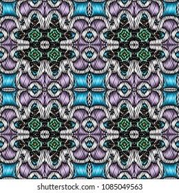 Embroidery texture with geometric ornament. Pattern for surface design, textiles, printing, wallpaper, web design, Identity