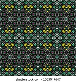 Embroidery texture with geometric ornament. Pattern for surface design, textiles, printing, wallpaper, web design, Identity