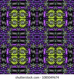 Embroidery texture with geometric ornament. Pattern for surface design, textiles, printing, wallpaper, web design, Identity