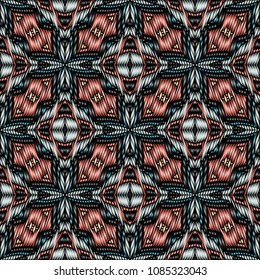 Embroidery texture with geometric ornament. Pattern for surface design, textiles, printing, wallpaper, web design, Identity