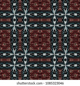 Embroidery texture with geometric ornament. Pattern for surface design, textiles, printing, wallpaper, web design, Identity