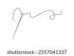 Embroidery thread and needle logo, vector sewing craft decoration element, doodle embroidery supplies design, hand drawn dressmaking accessories object, flat tailor tool illustration,