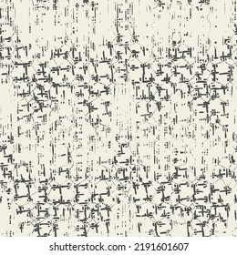 Patrón de infiltración de tinta de abadejo. Fondo del Minimalismo de la Needlework Shibory. Diseño de acuarela contemporánea en Japón. Imitación de Macrame Monocromo Étnico. Impresión de arte geométrico de tinta. Blanco y negro