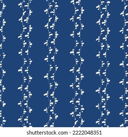 Embroidery Tie Dye Seamless Pattern. Ethnic Monochrome Macrame Imitation. Ink Geometric Art Print. Indigo and White Shibory Needlework Minimalism Background. Contemporary Watercolor Japan Design.