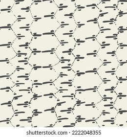 Embroidery Tie Dye Seamless Pattern. White and Black Ethnic Monochrome Macrame Imitation. Contemporary Watercolor Japan Design. Shibory Needlework Minimalism Background. Ink Geometric Art Print.