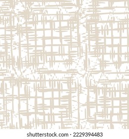 Embroidery Tie Dye Seamless Pattern. Beige and White Ink Geometric Art Print. Ethnic Monochrome Macrame Imitation. Contemporary Watercolor Japan Design. Shibory Needlework Minimalism Background.