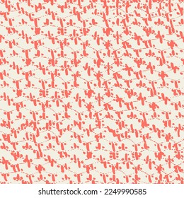 Embroidery Tie Dye Seamless Pattern. Contemporary Watercolor Japan Design. Shibory Needlework Minimalism Background. Ethnic Monochrome Macrame Imitation. Ink Geometric Art Print. Rose Red and Beige