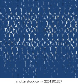 Patrón de infiltración de tinta de abadejo. Imitación de Macrame Monocromo Étnico. Impresión de arte geométrico de tinta. Diseño japonés de color azul y blanco contemporáneo. Fondo del Minimalismo de la Needlework Shibory.