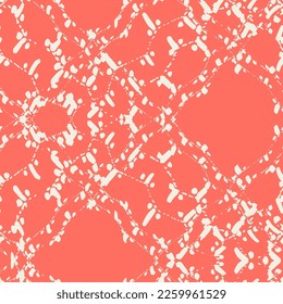 Embroidery Tie Dye Seamless Pattern. Ethnic Monochrome Macrame Imitation. Contemporary Watercolor Japan Design. Shibory Needlework Minimalism Background. Ink Geometric Art Print. Rose Red and Beige