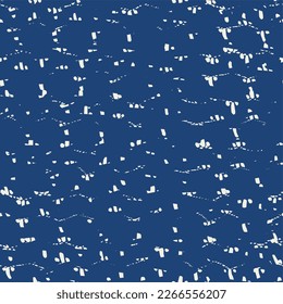 Embroidery Tie Dye Seamless Pattern. Ink Geometric Art Print. Ethnic Monochrome Macrame Imitation. Indigo and White Contemporary Watercolor Japan Design. Shibory Needlework Minimalism Background.