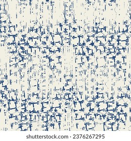 Patrón de infiltración de tinta de abadejo. Imitación de Macrame Monocromo Étnico. Diseño de acuarela contemporánea en Japón. Fondo del Minimalismo de la Needlework Shibory. Impresión de arte geométrico de tinta. Índigo y blanco