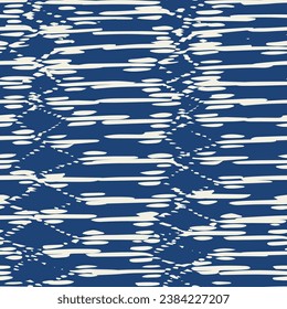 Patrón de infiltración de tinta de abadejo. Diseño de acuarela contemporánea en Japón. Fondo del Minimalismo de la Needlework Shibory. Imitación de Macrame Monocromo Étnico. Impresión del arte geométrico de la tinta blanca y índigo.