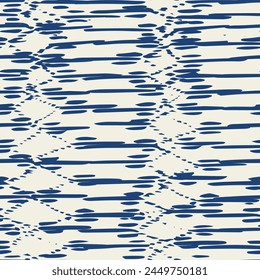 Embroidery Tie Dye Seamless Pattern. Contemporary Watercolor Japan Design. Ethnic Monochrome Macrame Imitation. Ink Geometric Art Print. Shibory Needlework Minimalism Background. Indigo and White