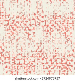 Embroidery Tie Dye Seamless Pattern. Ink Geometric Art Print. Shibory Needlework Minimalism Background. Contemporary Watercolor Japan Design. Rose Red and Beige Ethnic Monochrome Macrame Imitation.