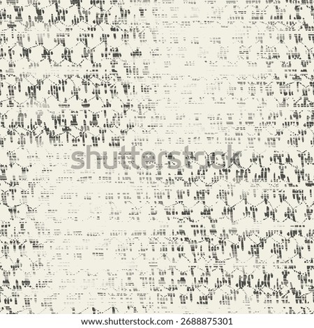 Embroidery Tie Dye Seamless Pattern. Contemporary Watercolor Japan Design. Ethnic Monochrome Macrame Imitation. Ink Geometric Art Print. Shibory Needlework Minimalism Background. White and Black