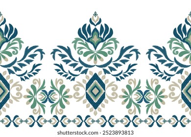 Stickerei Titel Motiv ethnisch Ikat nahtlose Textil-Illustration, Druck gestreifte Ornament-Muster, Design zum Umhüllen, Seide, Schal, Tapete, Hintergrund, Textil, Teppich, Teppich, Textur, handgezeichnet