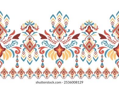 Embroidery title Motif ethnic Ikat seamless textile illustration, print striped ornament pattern, design for wrapping, silk, scarf, wallpaper, background, textile, carpet, rug, texture, hand-draw