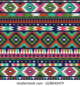 Embroidery vector design. Seamless colorful pattern in tribal style. Traditional ethnic folk motif. Aztec vector background. Abstract geometric art print. hand drawn. Wallpaper, textile design, fabric