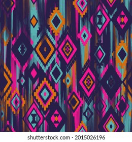 embroidery vector design. Seamless multicolor pattern in tribal style. Traditional ethnic folk motif. 