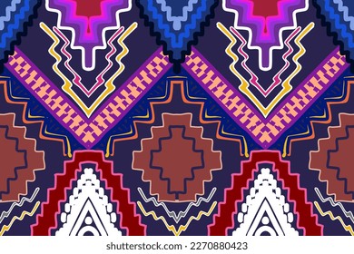 Embroidery vector design. Seamless multicolor pattern in tribal style. Traditional ethnic folk motif. Aztec ikat vector background. Abstract geometric art print. hand drawn. Textile design.