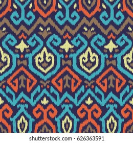 Embroidery vector design. Seamless multicolor pattern in tribal style. Traditional ethnic folk motif. Aztec ikat vector background. Abstract geometric art print. hand drawn. Textile design, fabric