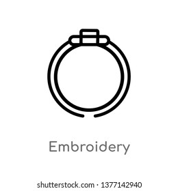 embroidery vector line icon. Simple element illustration. embroidery outline icon from sew concept. Can be used for web and mobile