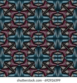 Embroidery vector ornament  with geometric colorful shape.  Endless pattern for ceramic tile, surface design, textiles, printing, wallpaper.