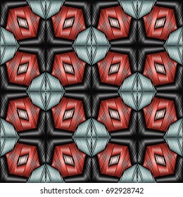 Embroidery vector ornament  with geometric colorful shape.  Endless pattern for ceramic tile, surface design, textiles, printing, wallpaper.